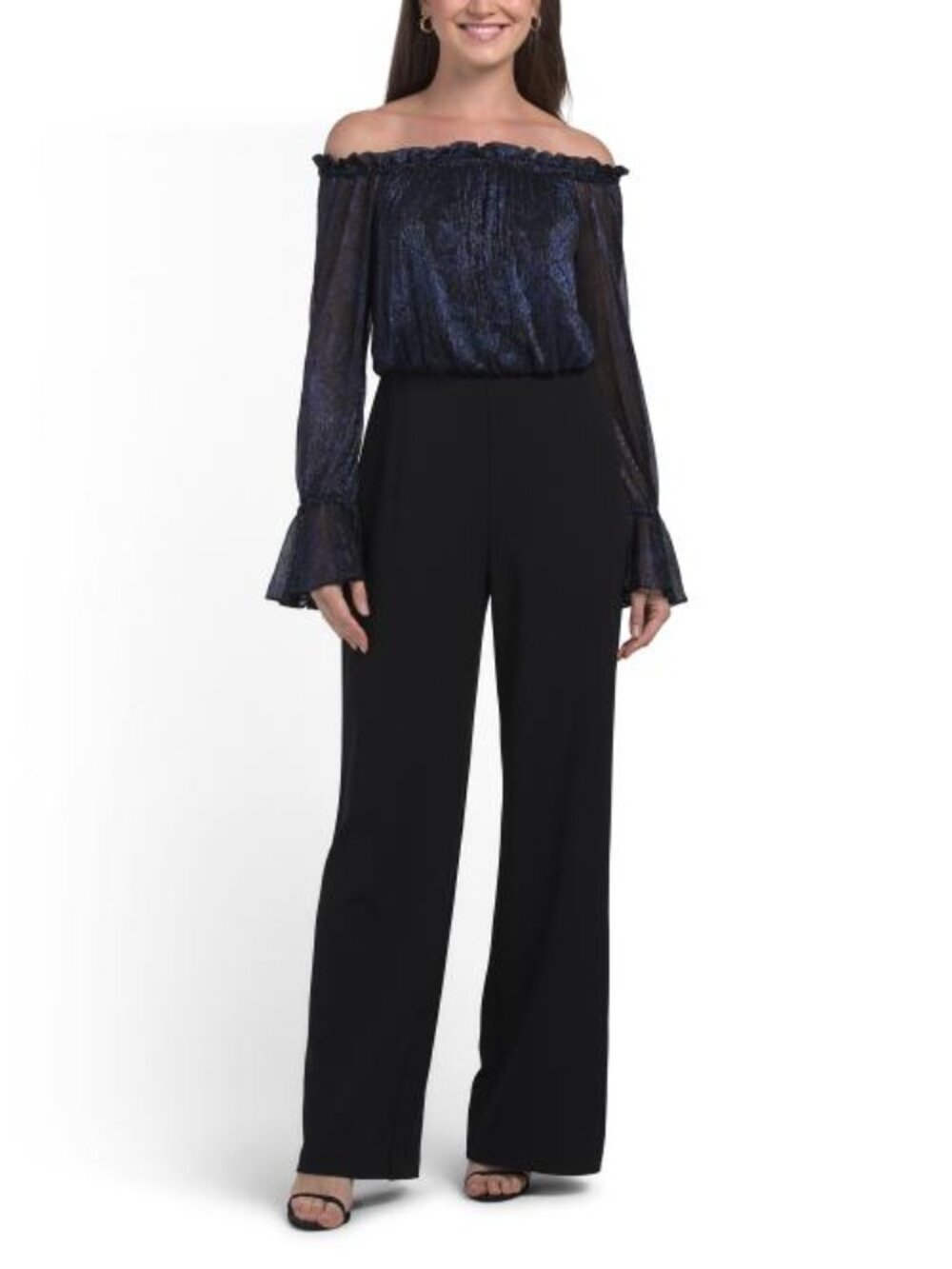 ADRIANNA PAPELL Off The Shoulder Jumpsuit - Picture 1 of 5